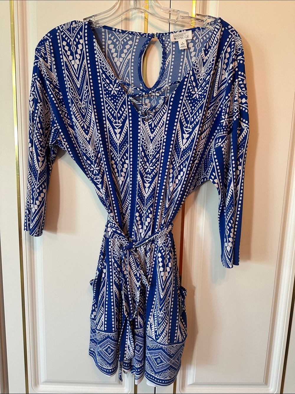 Market & Spruce Blue & White Printed Women's Romper